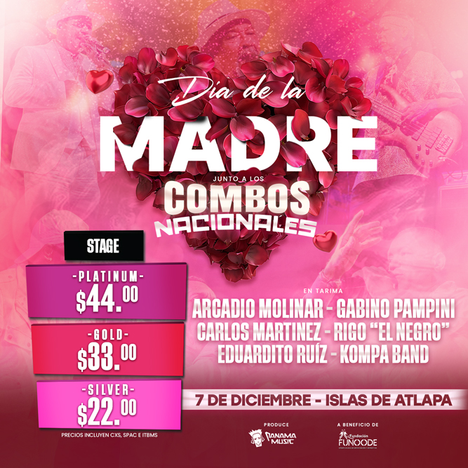 Plot promocional del evento DÍA DE LA MADRE CON LOS COMBOS NACIONALES con precios y mapa.