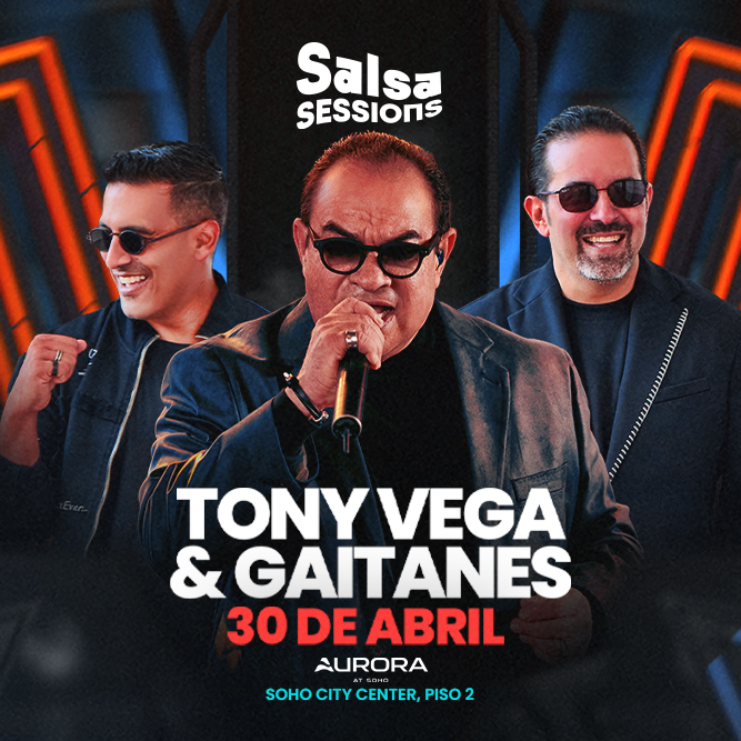 Plot promocional del evento TONY VEGA & GAITANES con precios y mapa.