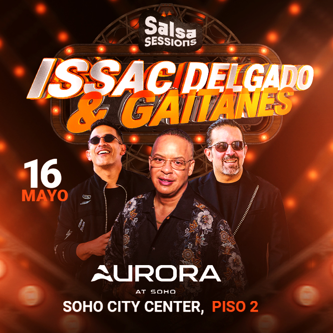 Plot promocional del evento ISSAC DELGADO & GAITANES con precios y mapa.