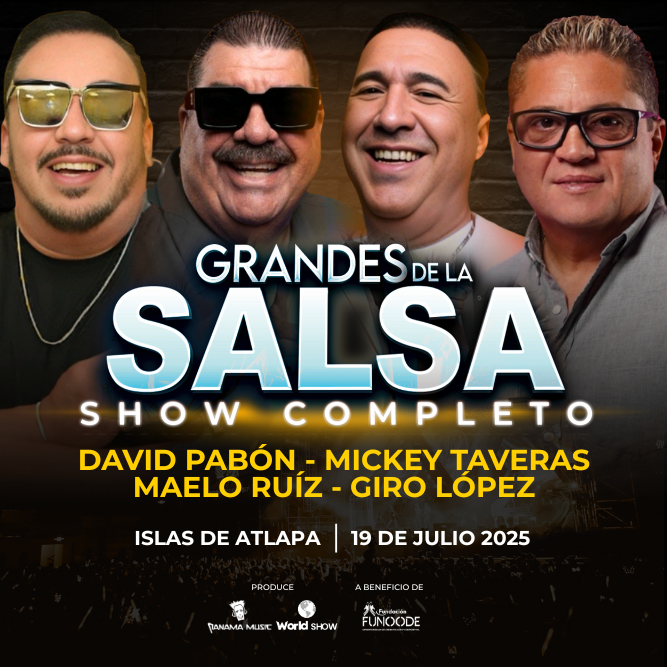 GRANDES DE LA SALSA Foto promocional del evento GRANDES DE LA SALSA describiendo los participantes y fechas del evento.